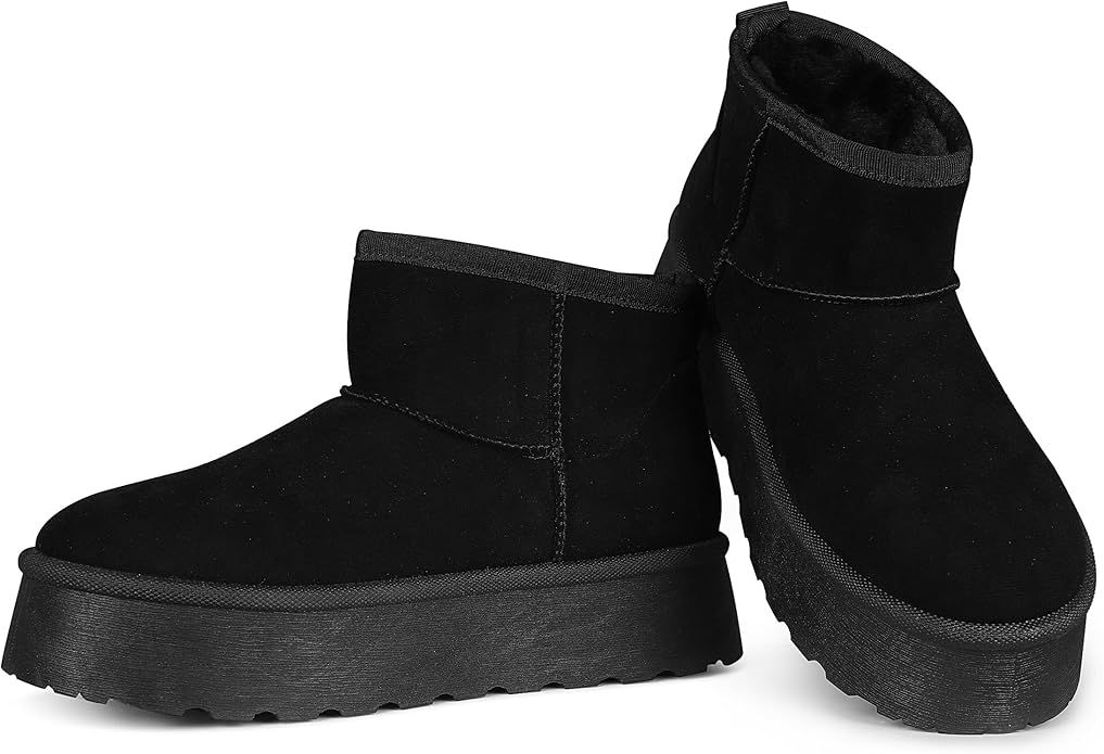 EQAUDES Platform Mini Boots Winter Boots for Women Snow Boots Furry Slip On Fall Boots Fur Comfor... | Amazon (US)