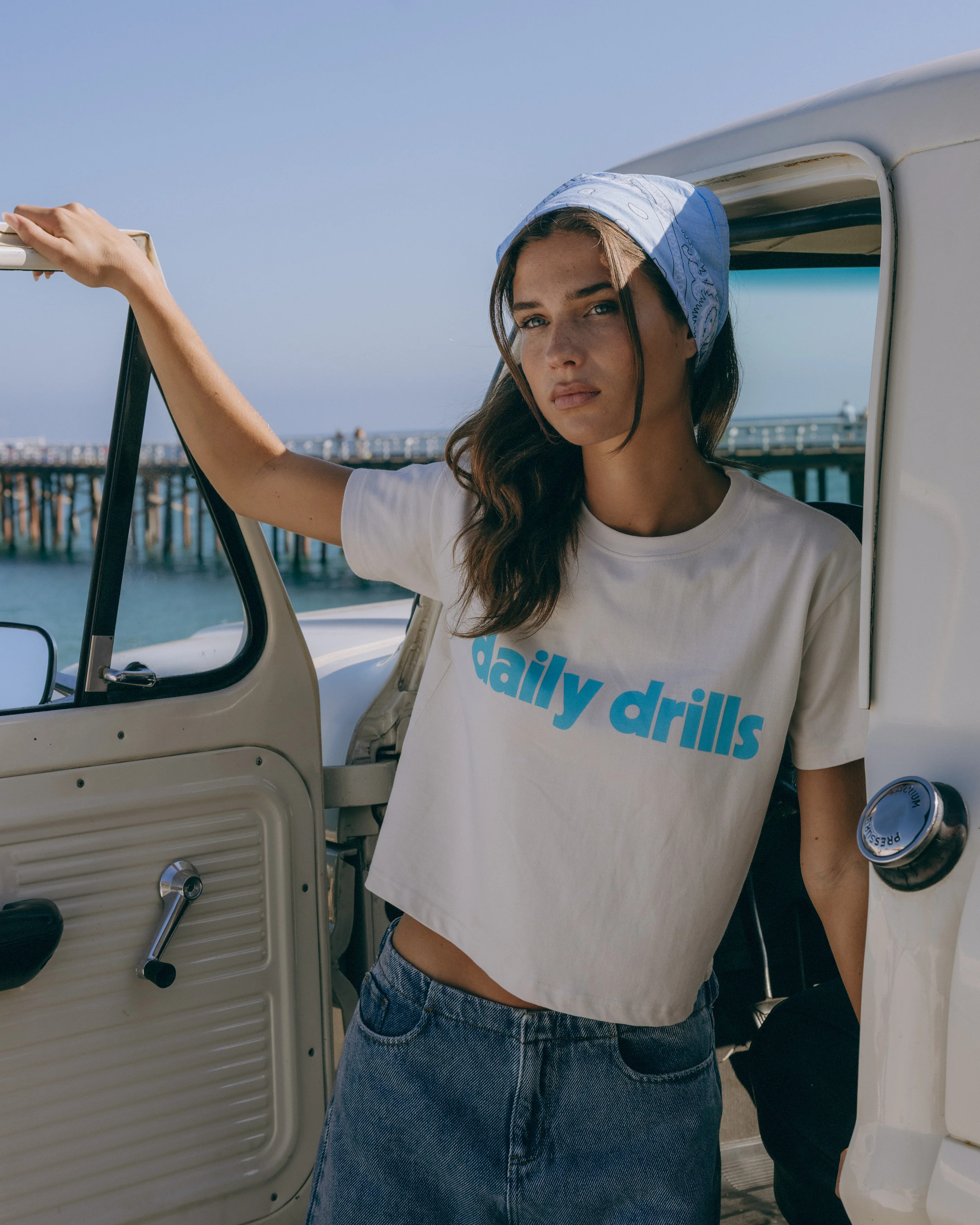 Daily Drills Boxy Tee - Cream + Balboa | Daily Drills LLC