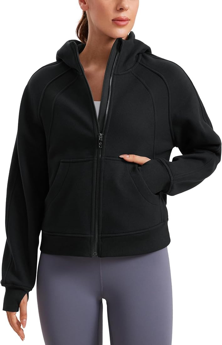 CRZ YOGA Womens Fleece Lined Full Zip Hoodies Jacket Oversized Long Sleeve Casual Workout Hooded ... | Amazon (US)