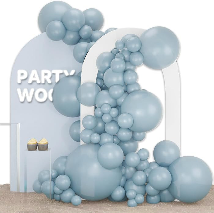 PartyWoo Dusty Blue Balloons 127 pcs Different Sizes of 36 18 12 10 5 Inch Boho Light Blue Aqua B... | Amazon (US)