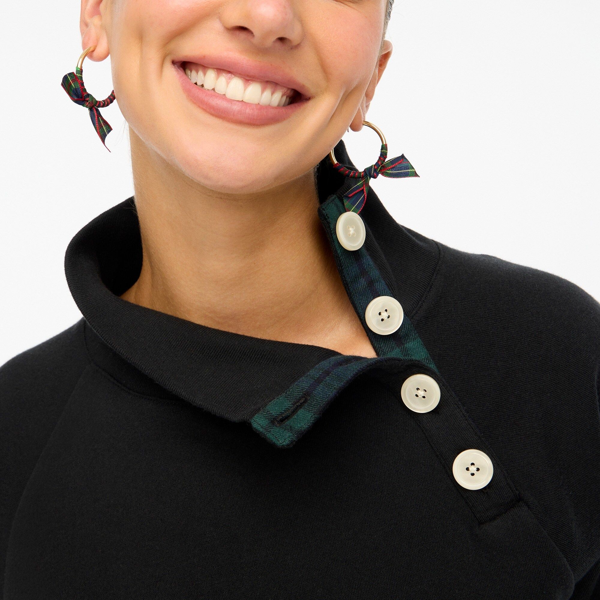 Tartan wide button-collar sweatshirt | J.Crew Factory