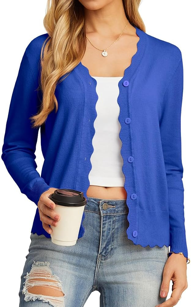 GRECERELLE Women's Long Sleeve V-Neck Button Down Cardigan Knit Shrugs Sweater | Amazon (US)