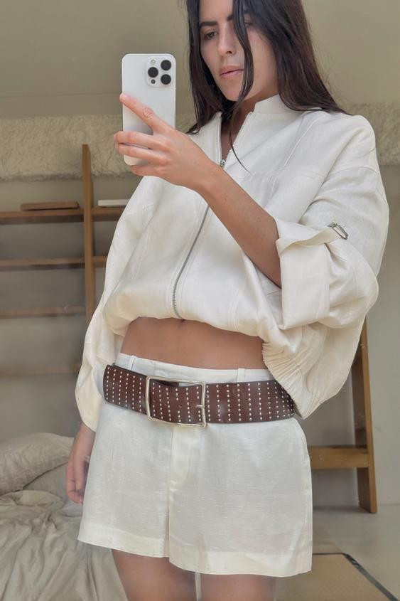 ROLLED-SLEEVE JACKET WITH LINEN | Zara UK