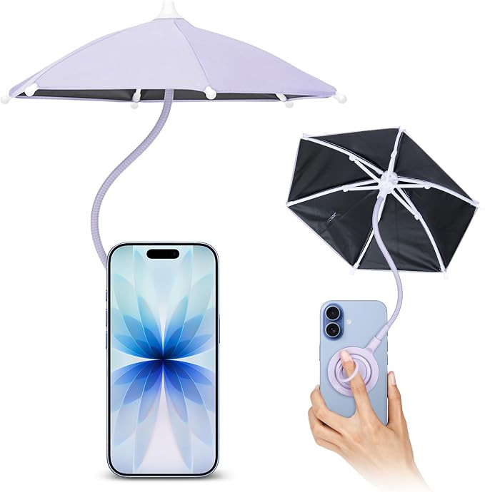 UPF 45+ Magnetic Phone Umbrella with Black Anti-UV Coating,Mini Tanning Phone Sun Shade Shield fo... | Amazon (US)