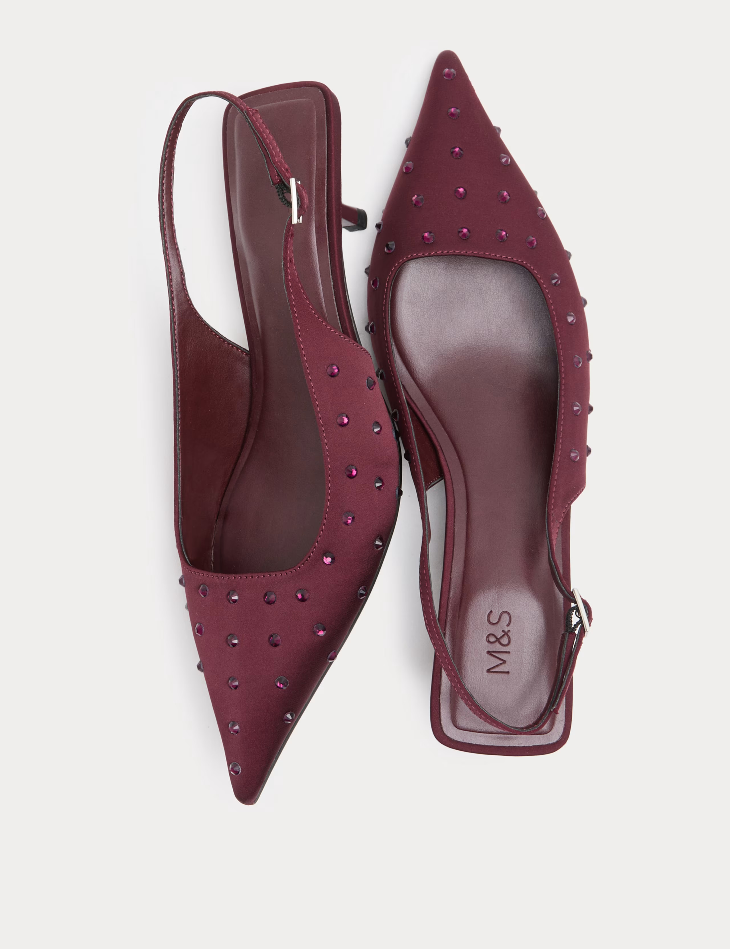 Studded Sparkle Kitten Heel Slingback Shoes | Marks & Spencer (UK)