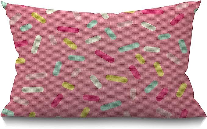 Smooffly Geometric Throw Pillow Cover Pink Decorative Donut Glaze Confetti Throw Pillow Case Farm... | Amazon (US)