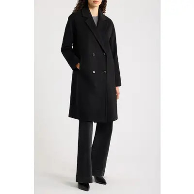 Calvin Klein Boyfriend Double Breasted Wool Blend Coat in Camel at Nordstrom, Size Large | Nordstrom