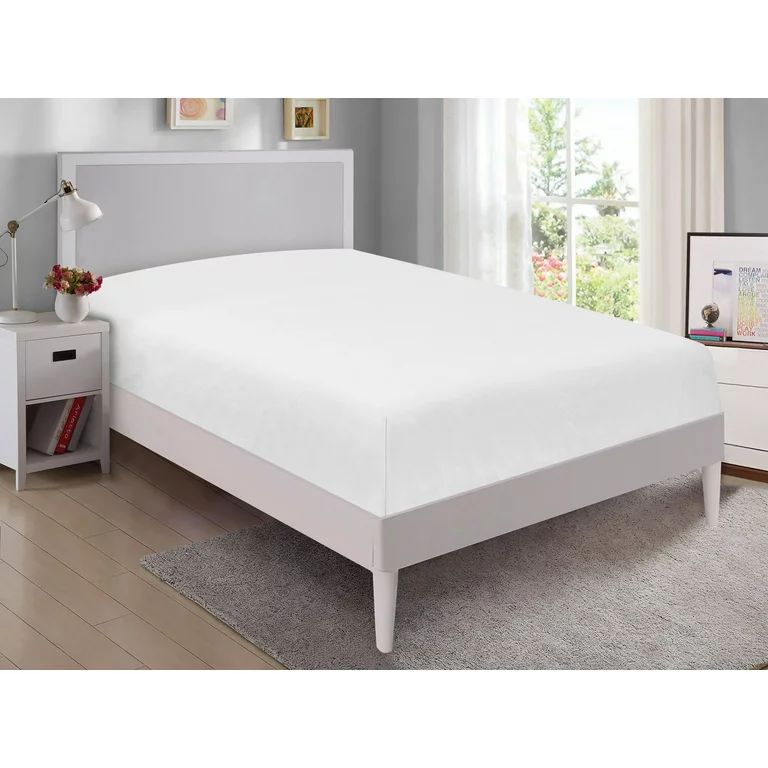 Arctic White, Cotton Rich Percale, Queen Fitted Sheet, Mainstays Easy Care 300 TC | Walmart (US)