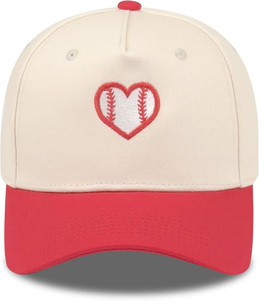 Embroidered Sports Baseball Cap with Love Heart, Two-Tone Adjustable Cotton Trucker Hat for Men W... | Amazon (US)