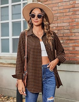 Zeagoo Long Sleeve Plaid Shirt for Women Button Down Shirts Buffalo Shackets Business Casual Blou... | Amazon (US)