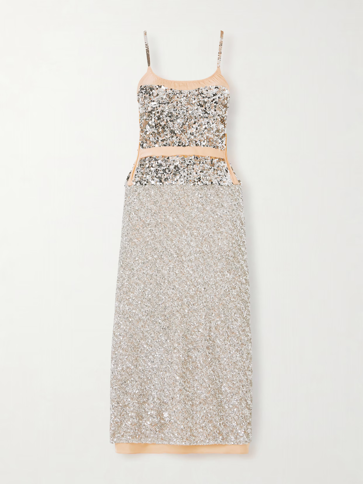 RABANNE - Sequined Chiffon Maxi Dress - Silver | NET-A-PORTER (US)