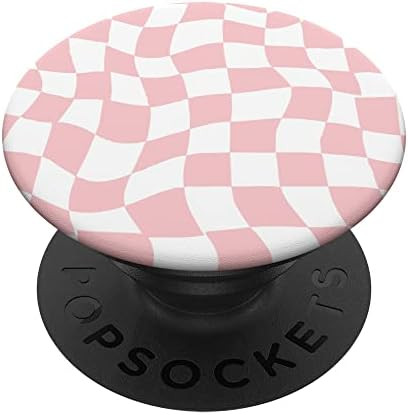 Wavy Checkered Pink Checkerboard Pattern PopSockets Swappable PopGrip | Amazon (US)