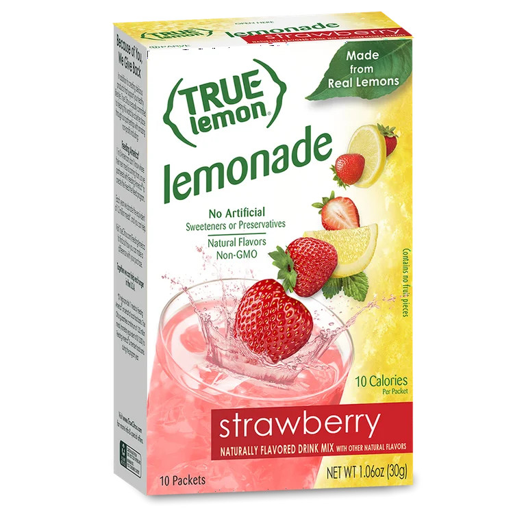 (10 Packets) True Lemon Strawberry Lemonade Stevia Sweetened, On-The-Go, Caffeine Free Powdered D... | Walmart (US)