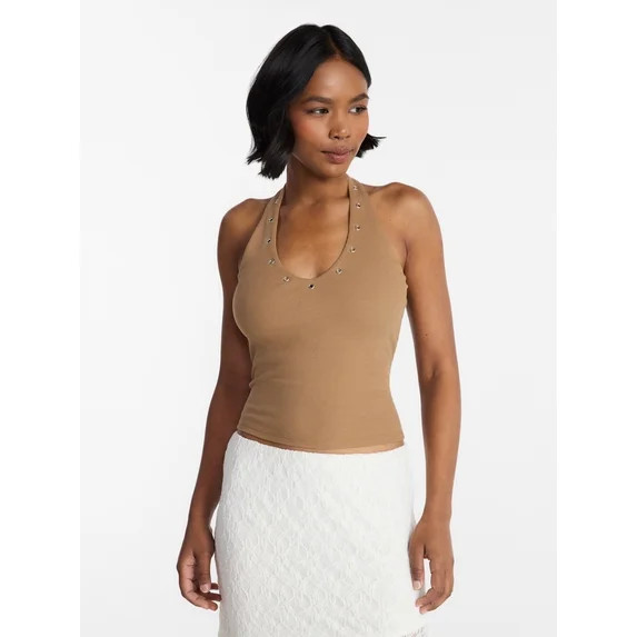 No Boundaries Grommet Halter Top, Women's XXS-XXL | Walmart (US)