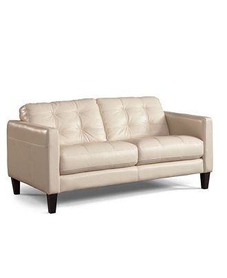 Milan Leather Loveseat | Macys (US)