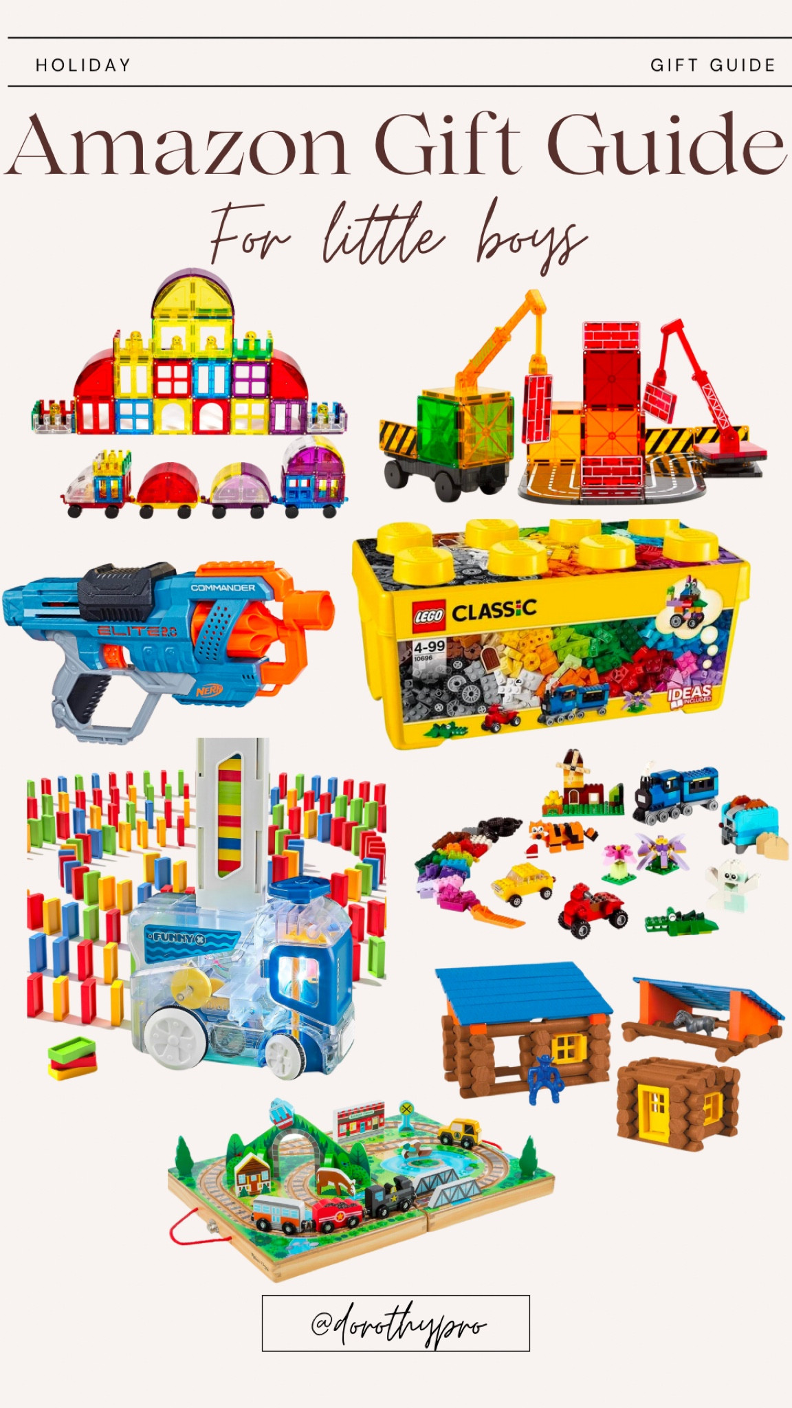 Amazon Gift Guide for boys!! 

Enjoy all these gifts for little boys!! Including- trains, legos, construction, cabin, nerf gun, blocks, and figurines!!

#LTKGiftGuide #LTKU #LTKsalealert