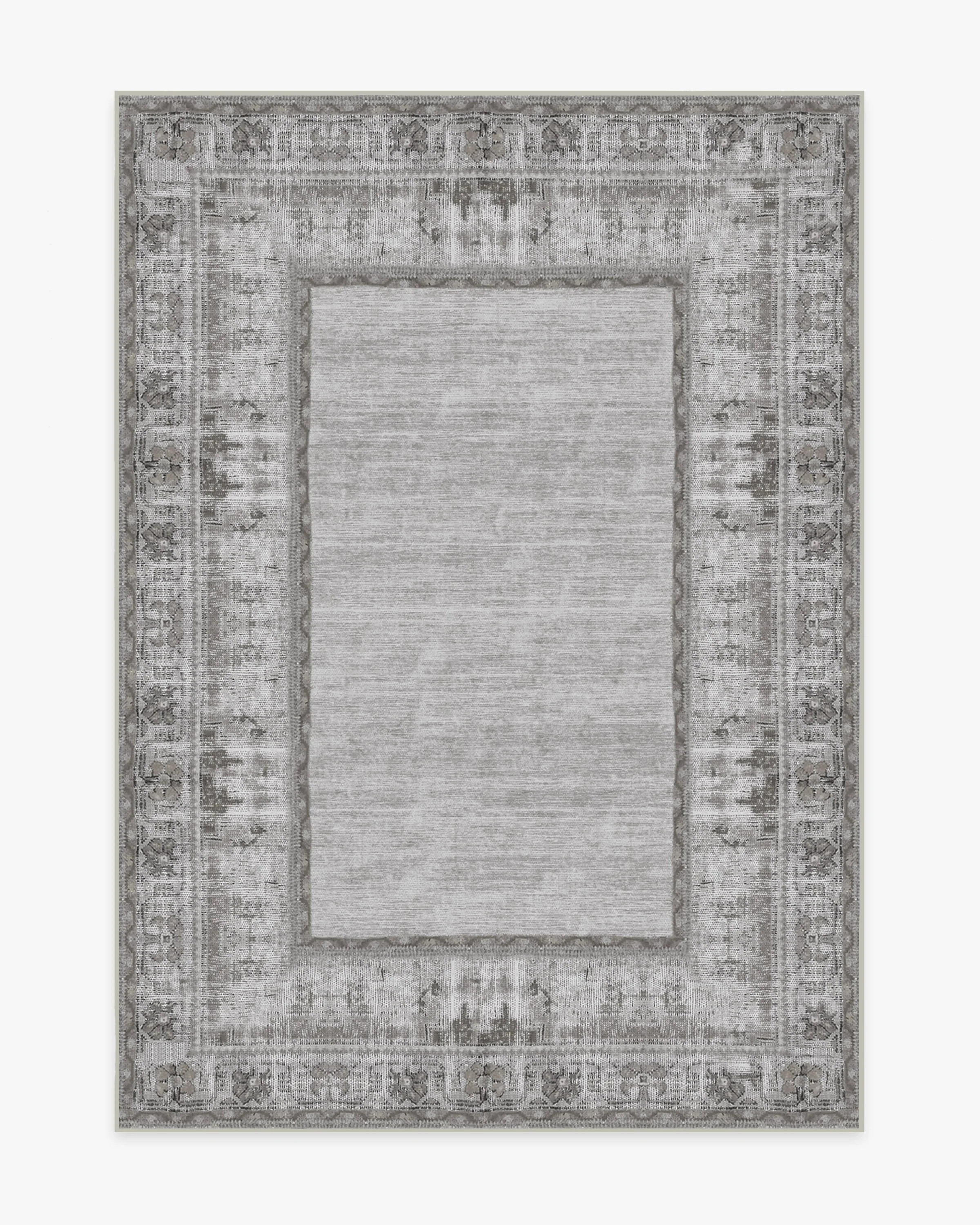 Vintage Daisy Bordered Grey Flatwoven Rug | Ruggable
