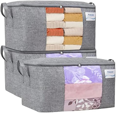Amazon.com: Polecasa 3 Pack Large Clothes Storage Bags with Waterproof Thick Fabric, TPU Clear Wi... | Amazon (US)