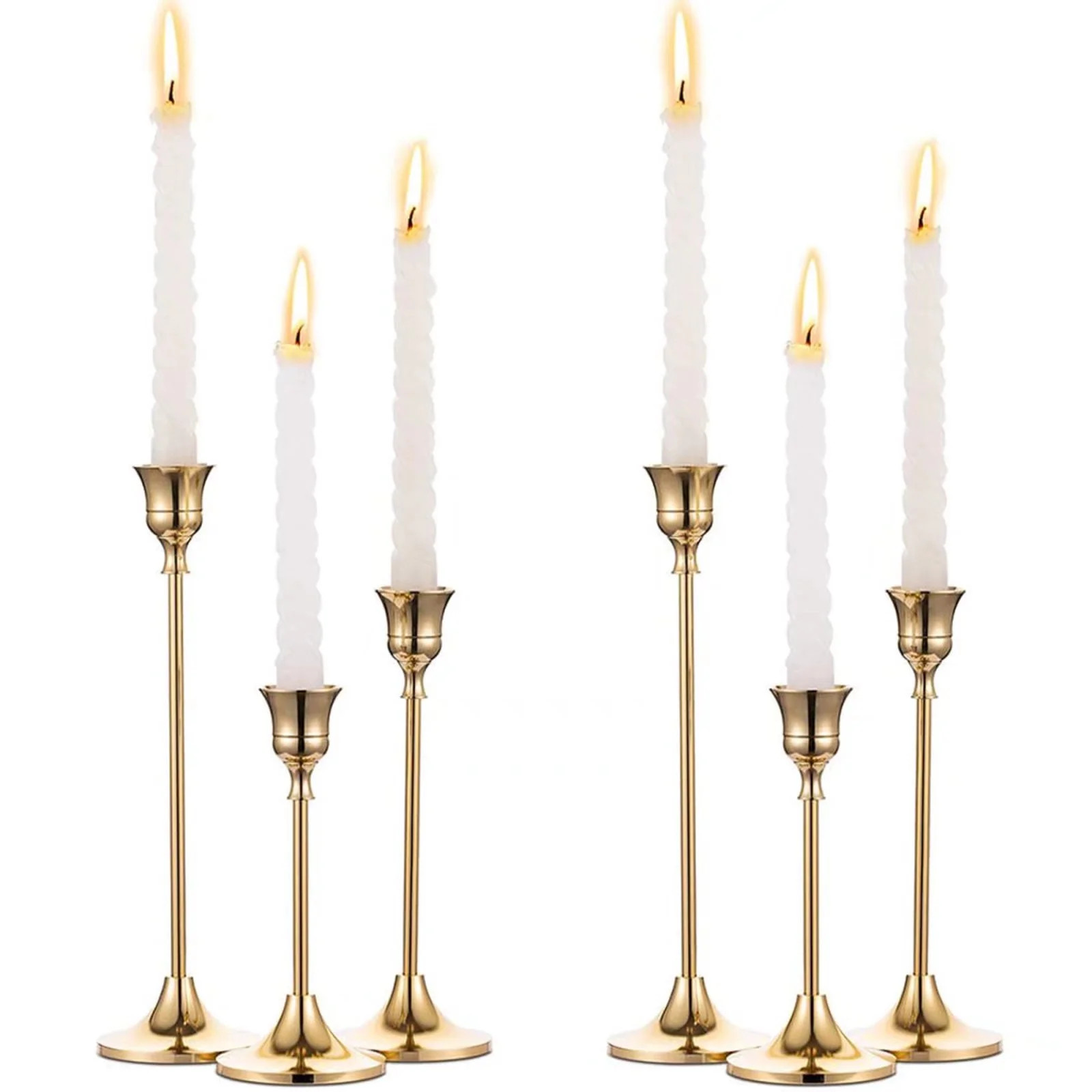 Sziqiqi Gold Candlestick Holder Vintage Taper Candle Holder for Candlesticks Set of 6 | Walmart (US)
