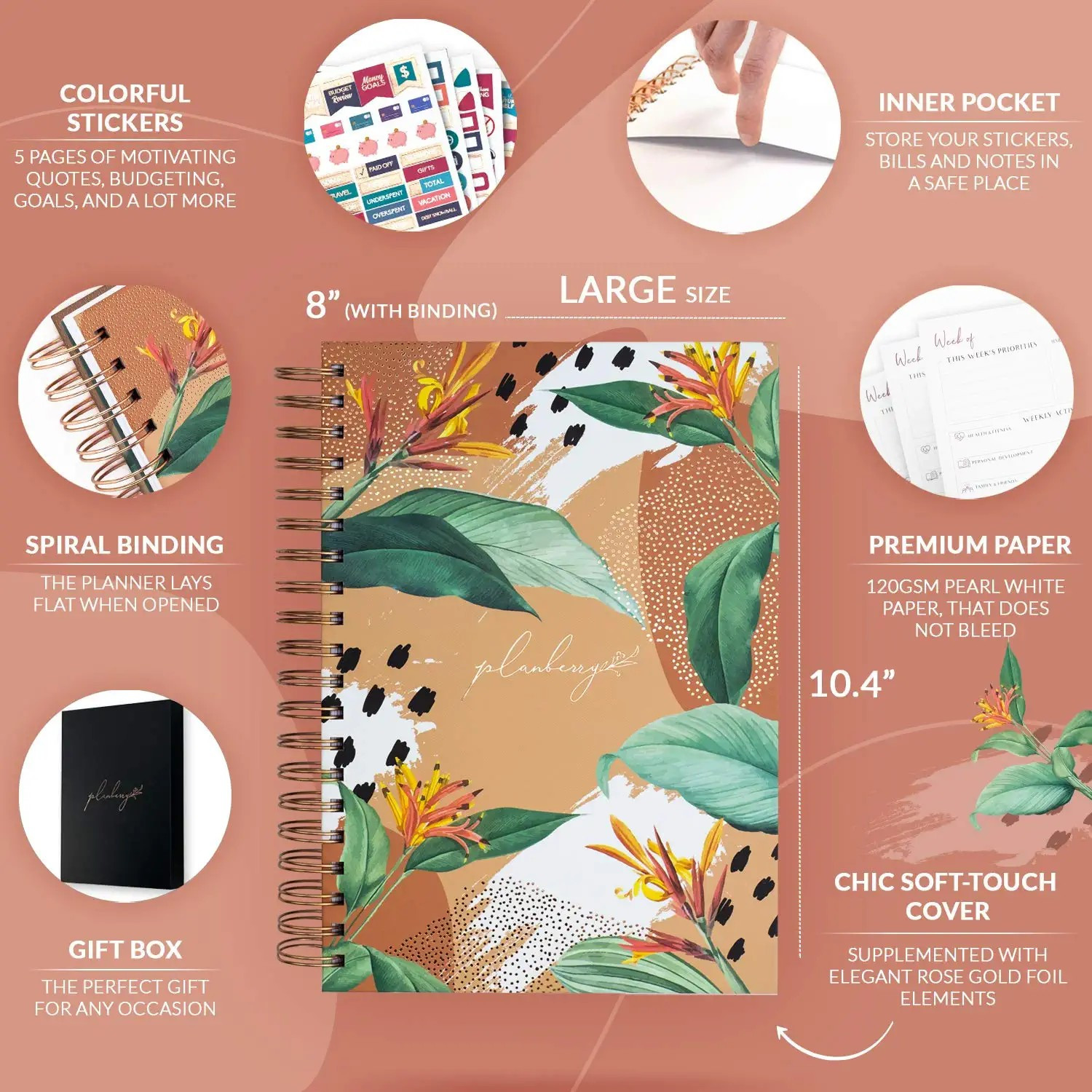 PLANBERRY Large Hourly Schedule Planner Premium – Undated Hourly Schedule & Budget Organizer fo... | Amazon (US)