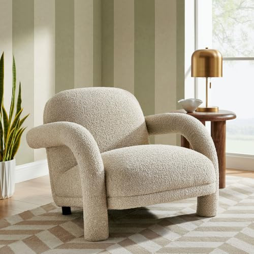 Modway Ferris Textured Fabric Lounge Chair with Arched Arms in Linen | Amazon (US)