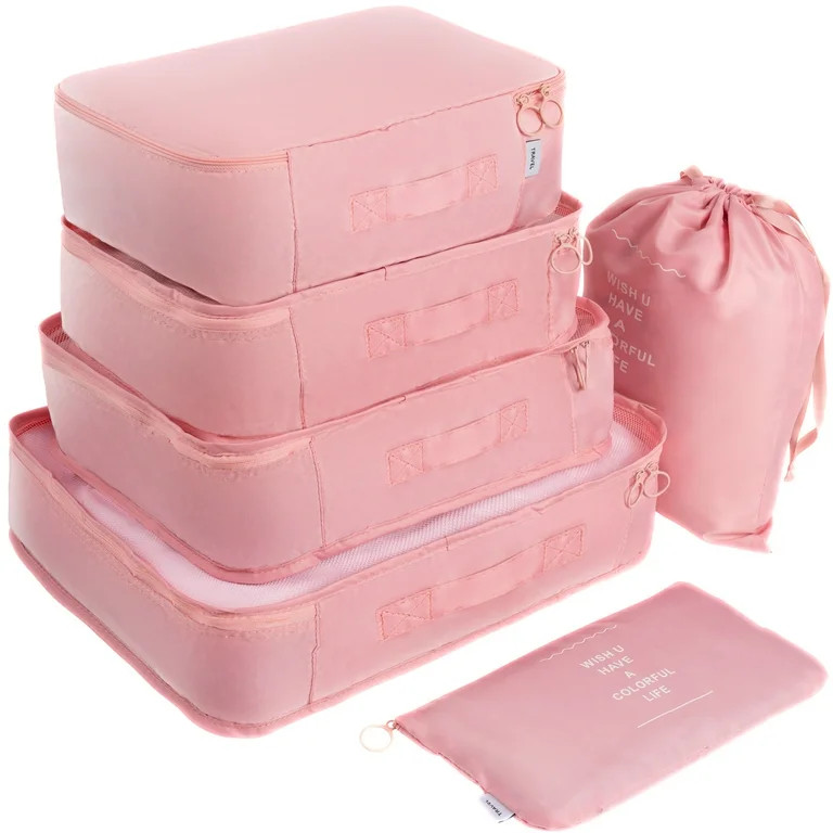 Adwaita 6 Set Packing Cubes, Travel Luggage Packing Organizers (PINK) | Walmart (US)