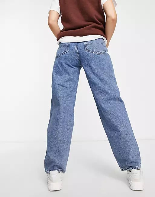 COLLUSION x014 90s baggy dad jeans with stepped waistband in vintage wash blue | ASOS (Global)