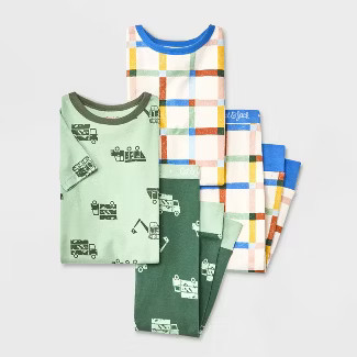 Toddler Boys' 4pc Truck & Cars Tight Fit Pajama Set - Cat & Jack™ Green | Target