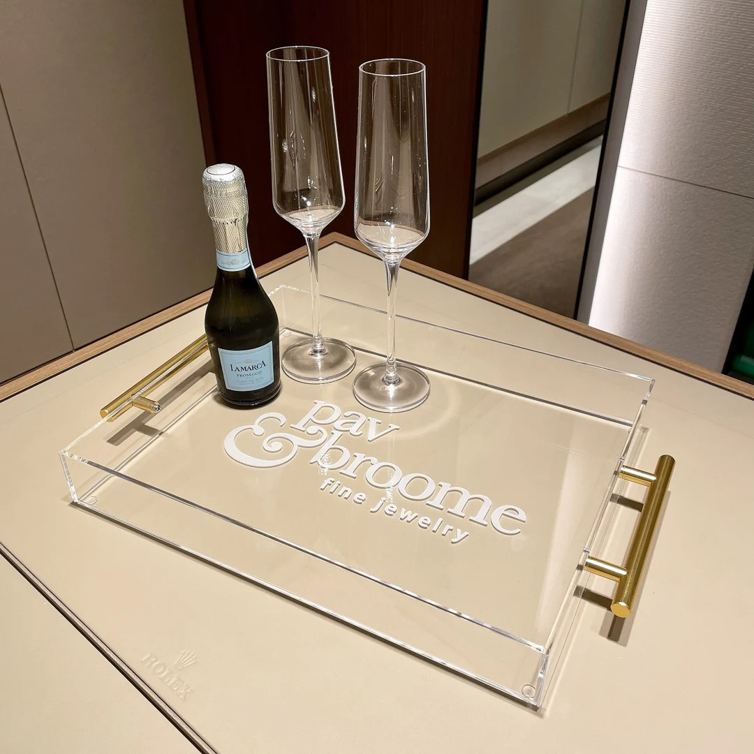 Laser Engraved Acrylic Serving Tray with Gold Handles | Personalized Home Decor, Wedding, Housewa... | Etsy (US)