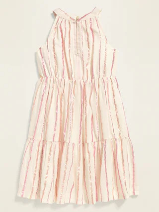 Sleeveless Metallic-Stripe Tiered Dress for Toddler Girls | Old Navy (US)