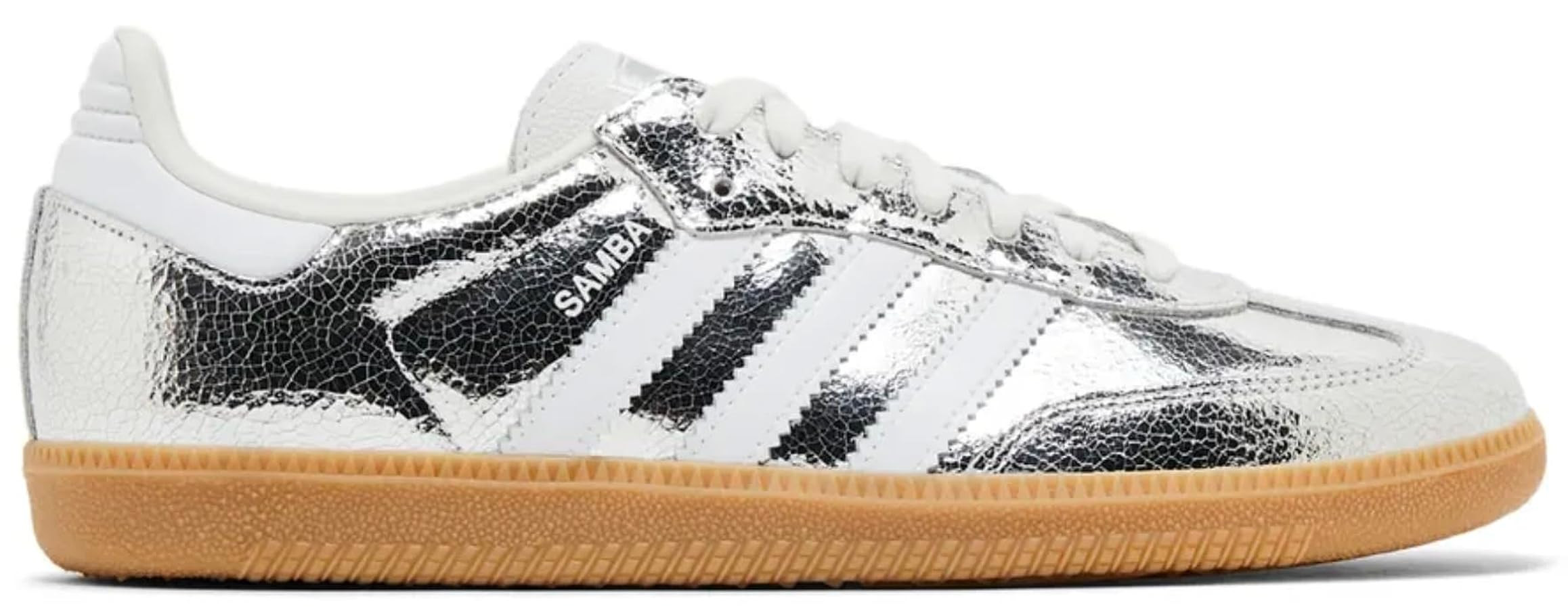 Adidas Samba OG Womens Sneaker (Silver Metallic Cracked Leather, 7.5) | Amazon (US)