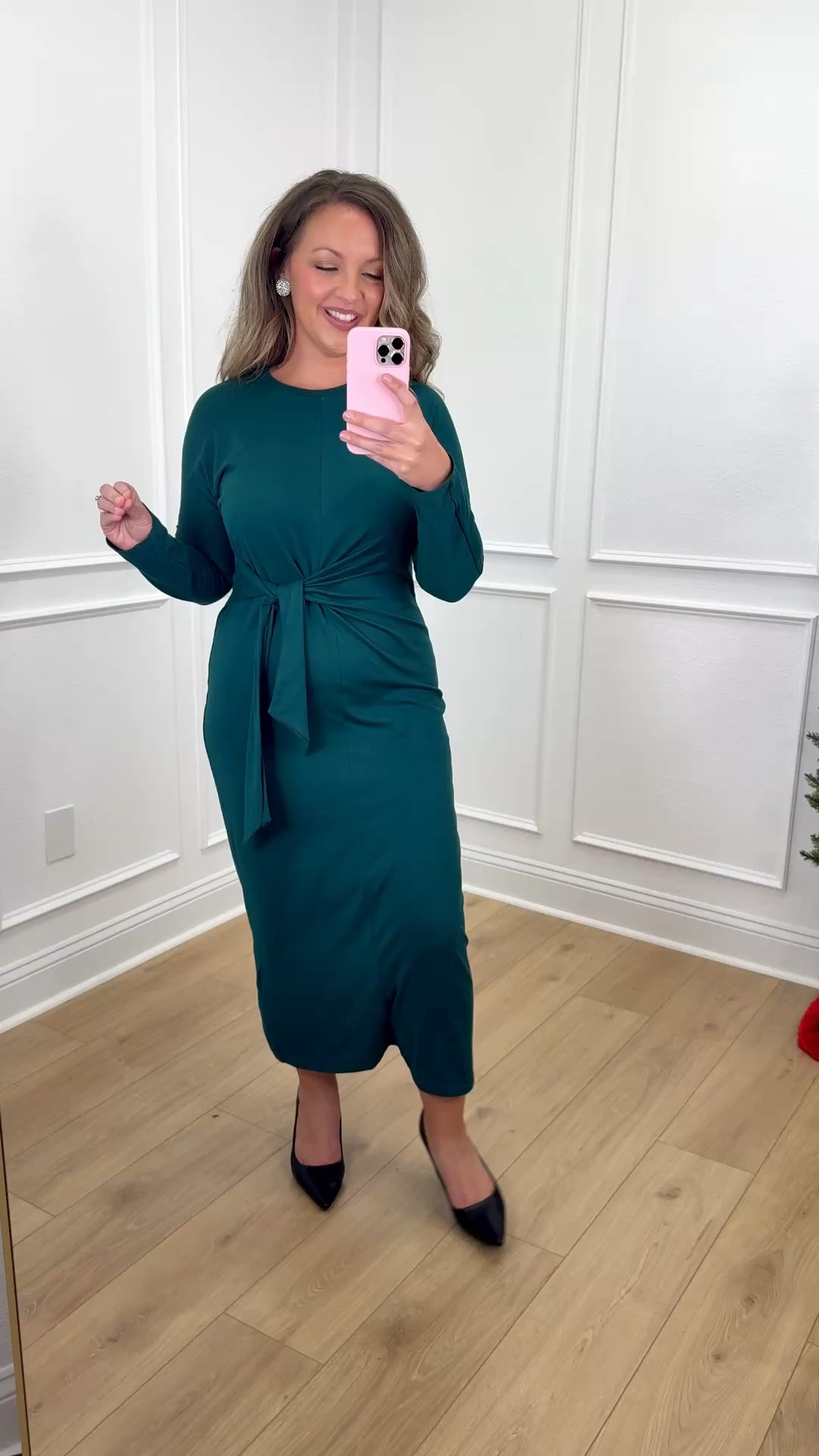 Gorgeous green dress cozy and chic!! Love the wrap waist tie detail! This Amazon dress is perfect for the holidays and Christmas!🎄 I am 5’5” size 8/10 wearing Medium   Holiday dress, amazon dress, Christmas dress, green dress, church dress, cozy dress, #amazonfashion #christmasdress #holidaydress #amazondress

#LTKSeasonal #LTKFindsUnder50 #LTKHoliday