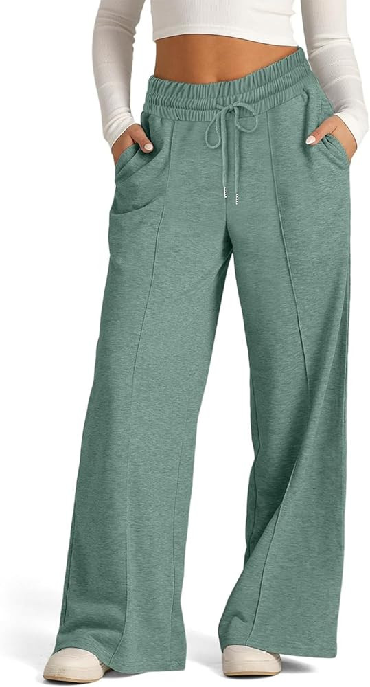 Oversized Wide Leg Sweatpants Women Elastic Drawstring Straight Leg Sweatpants Low Waisted Baggy ... | Amazon (US)