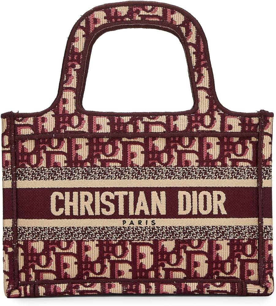 WHAT GOES AROUND COMES AROUND Women's Pre-Loved Dior Burgundy Embroidered Mini Book Tote | Amazon (US)