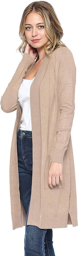 Urban Look Women's Long Sleeve Classic Open Front Knit Long Cardigan | Amazon (US)