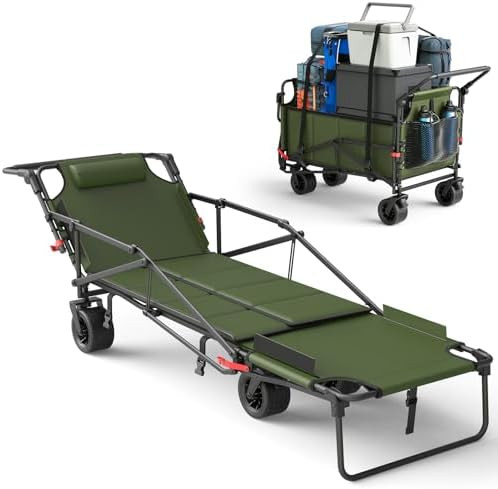 2-in-1 Multifunctional Folding Wagon Carts,Convertible Beach Chair,650LBS Large Capacity,Foldable... | Amazon (US)