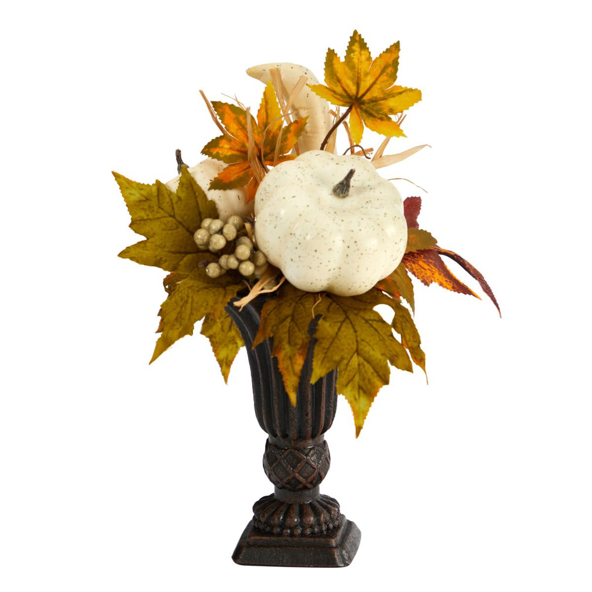 13” Fall Pumpkin and Berries in Decorative Urn | HSN