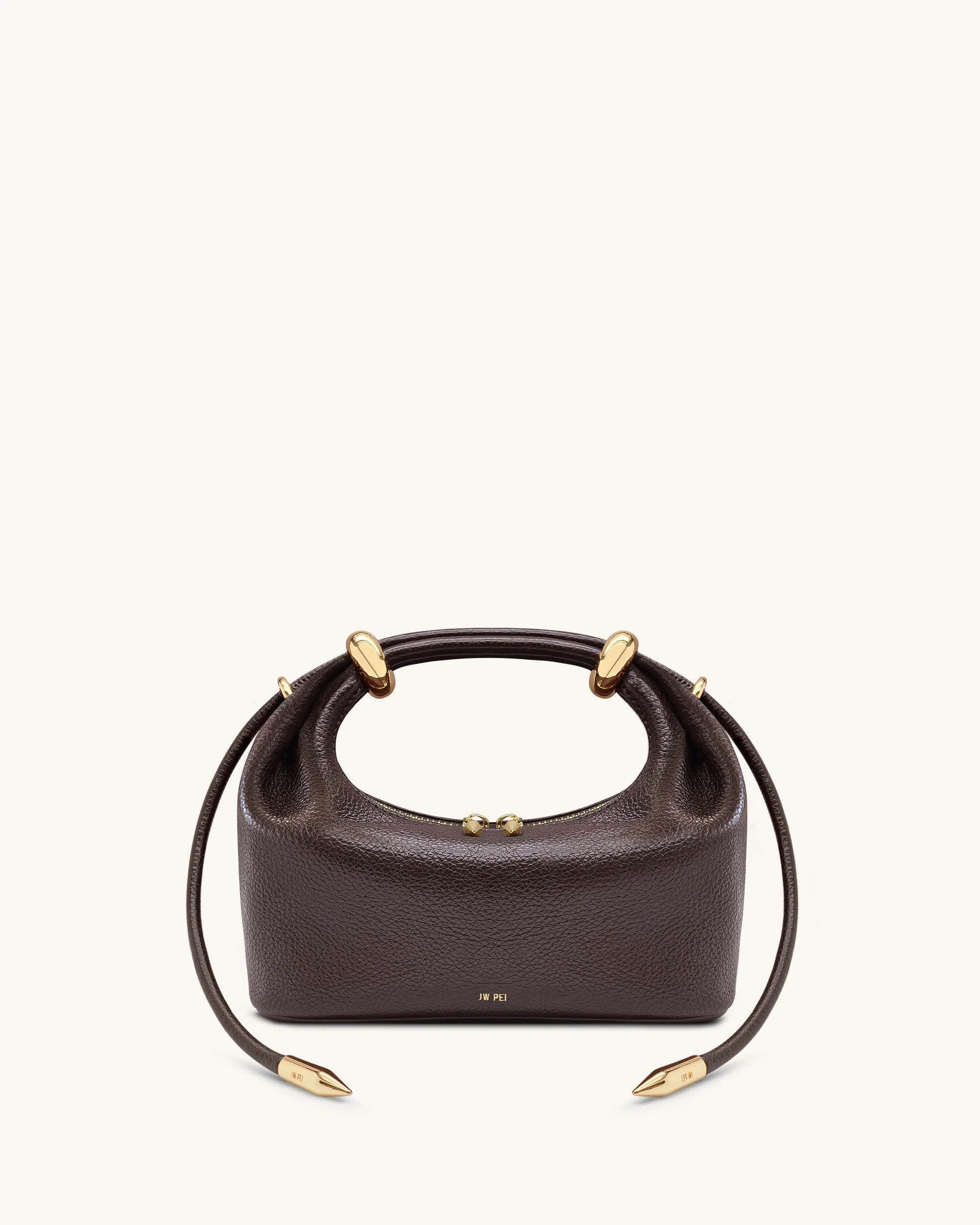 Ellie Metal Ring Embellished Top Handle Bag - Dark Brown | JW PEI US