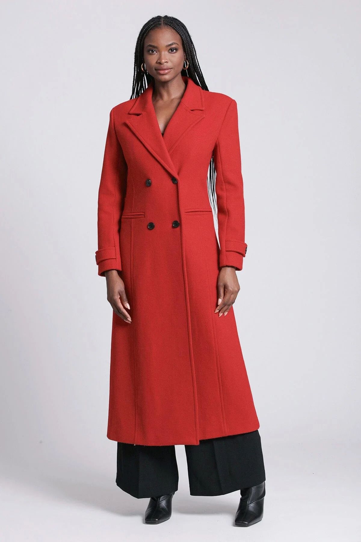 Strong Shoulder Tailored Wool Blend Coat | Avec Les Files