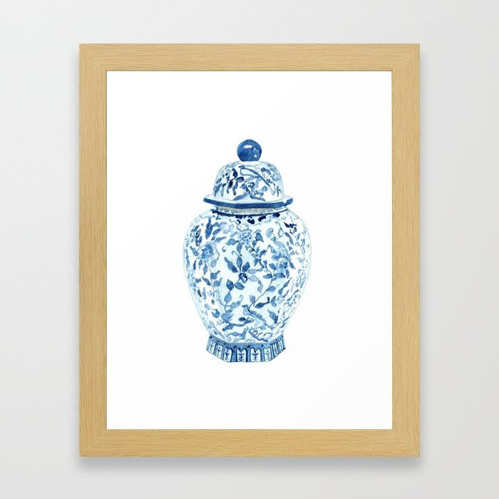 Ginger Jar No. 5 Print Framed Art Print by Annechovie - Conservation Natural - X-Small-10x12 | Society6