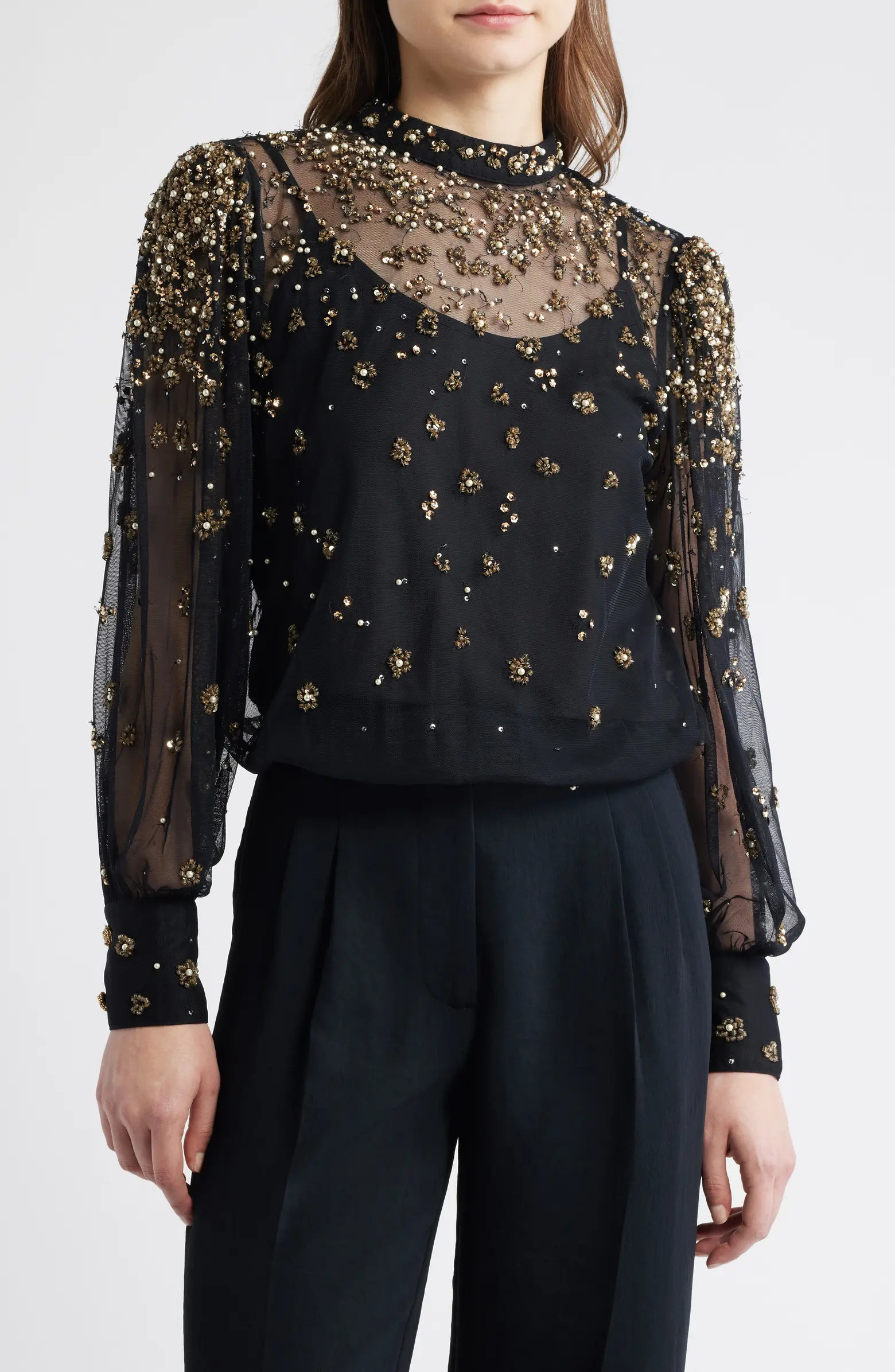 FARM Rio Embroidered Tulle Bubble Top | Nordstrom | Nordstrom