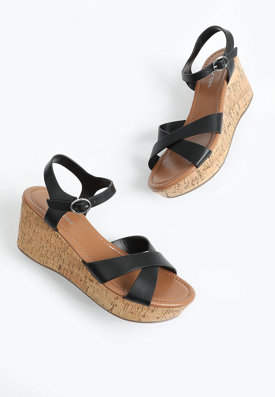SuperCush Rose Criss Cross Cork Wedge | Maurices