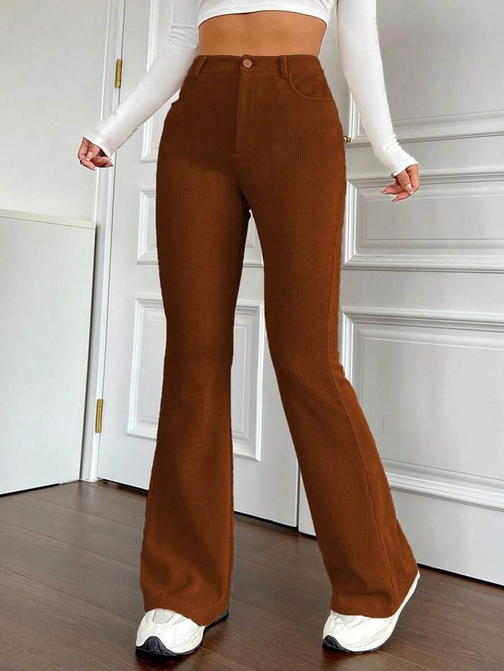 SHEIN EZwear Women's Solid Color Flare Long Pants | SHEIN