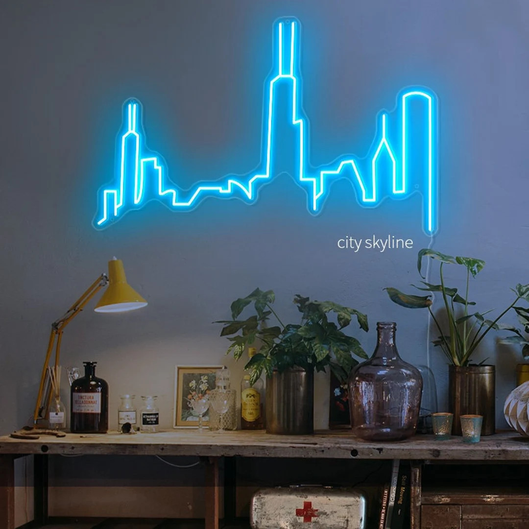 Chicago Skyline Neon Sign  Custom Skyline Boston Skyline - Etsy | Etsy (US)