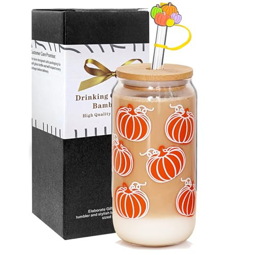 ANOTION Fall Coffee Cups - Fall Decor Pumpkin Mug Fall Coffee Mug Iced Coffee Cups Unique Autumn Decor Pumpkin Decorations Thanksgiving Tumbler Fall Wedding Tumbler Can Shaped Fall Cups - 18oz | Amazon (US)