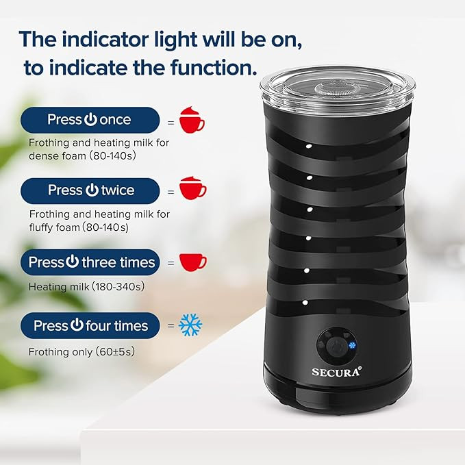 Secura Electric Milk Frother, Automatic Milk Steamer, 4-IN-1 Hot & Cold Foam Maker-8.4oz/240ml Mi... | Amazon (US)