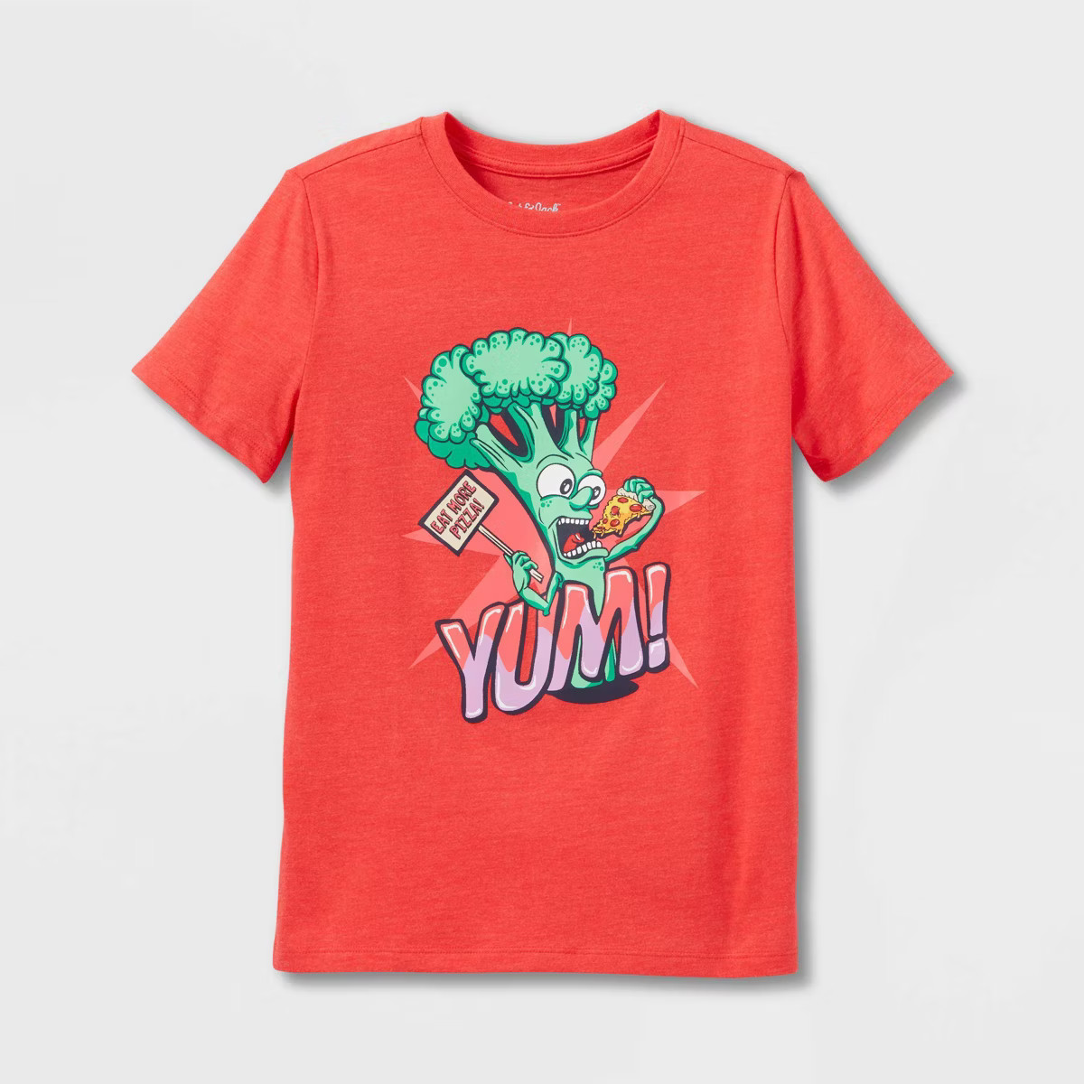 Boys' "Yum" Broccoli Eating Pizza Graphic T-Shirt - Cat & Jack™ Red | Target