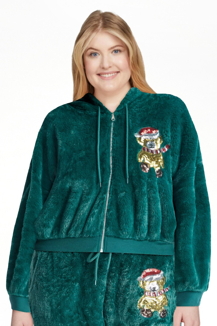 No Boundaries Christmas Plush Jacket, Women's & Women's Plus | Walmart (US)