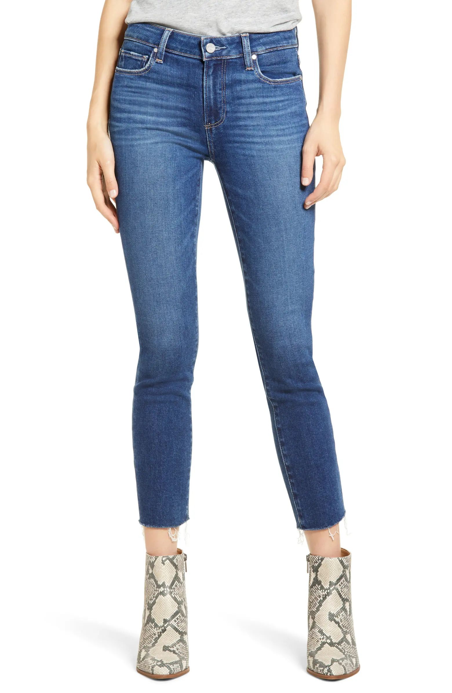 PAIGE Skyline Crop Raw Hem Skinny Jeans (Salem Distressed) | Nordstrom | Nordstrom