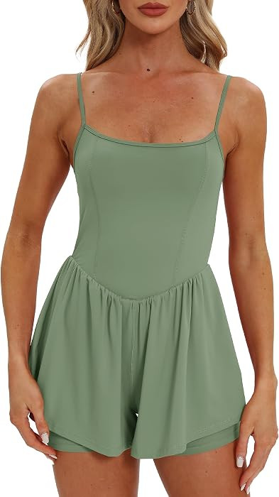Beaully Women's Summer Sleeveless Rompers Spaghetti Strap Shorts Jumpsuit | Amazon (US)